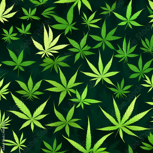 Green Leaves Weed Background 