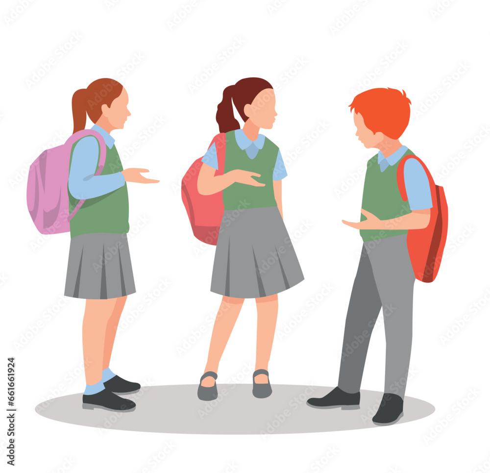 vector illustration of students in different postures vector illustration of students in different postures