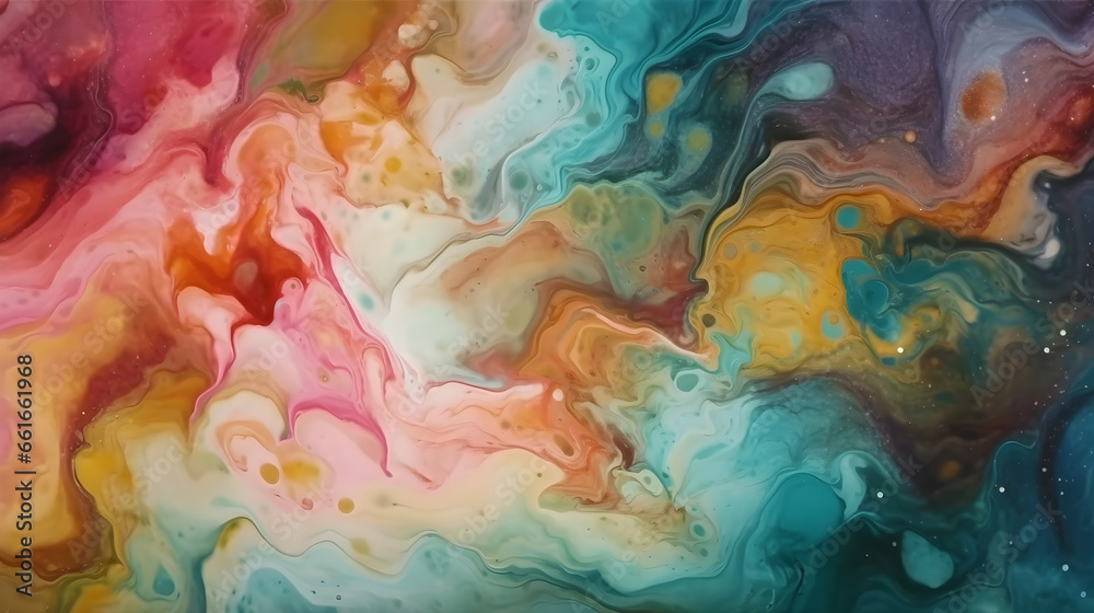 abstract colorful marble background, bright stains of liquid paints in an ornate weave, artistic background of fluid mixed paints