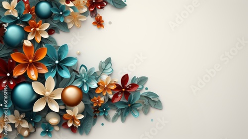 A Christmas background with colorful baubles. Generative AI. 