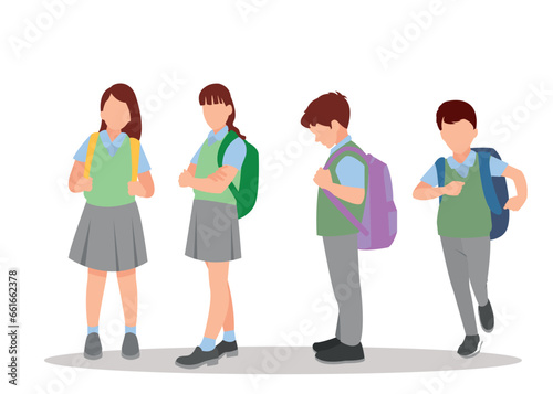 vector illustration of students in different postures