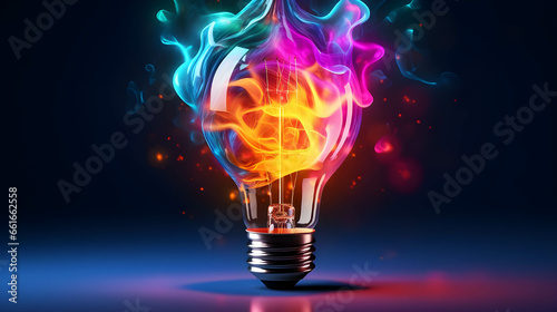 Creative light bulb with color splash