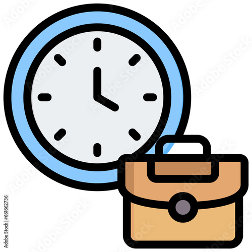 Working Hours Outline Color Icon