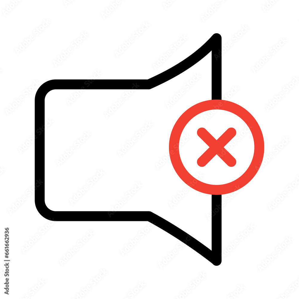 Vector icon of mute, Volume, Mute button. Speaker sign Isolated on