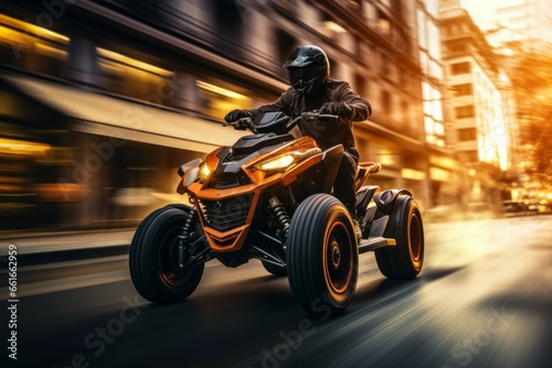 Quad bike, transport concept. Background with selective focus and copy space photo