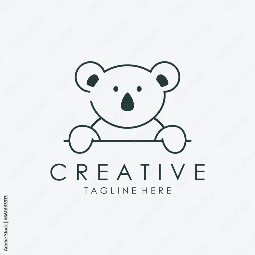 Koala Logo Template with Flat Style Vector Illustration Koala Logo Template with Flat Style Vector Illustration