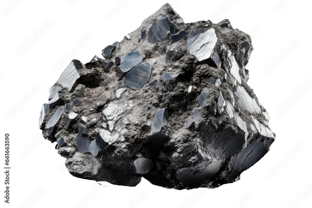 Unpolished Silver Ore Sample on isolated background