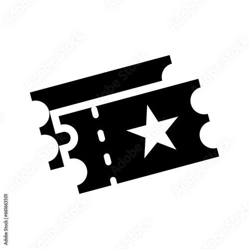 
 ticket icon, with editable stroke. Gift ticket sign with star. Gift coupon, movie ticket, entrance pass, raffle and lottery card.

