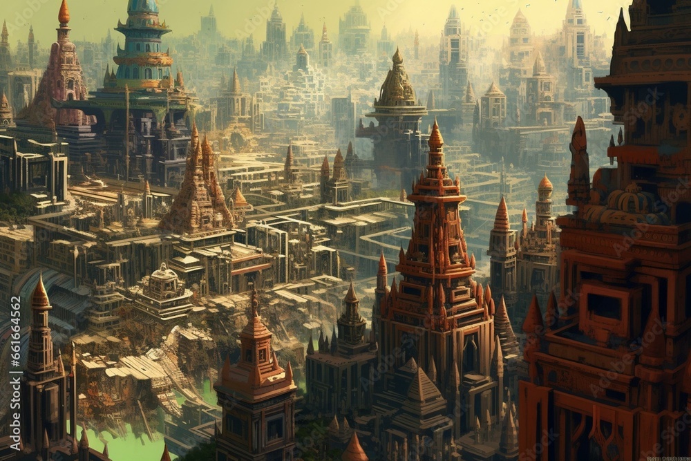 a city with many temples. Generative AI