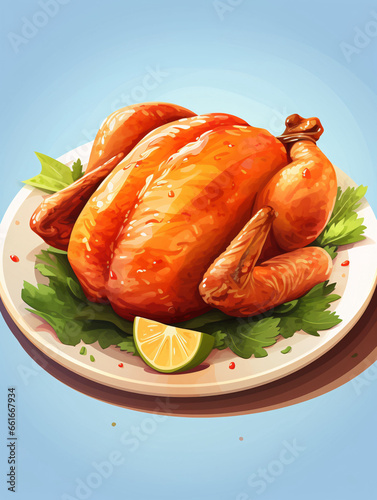 Thanksgiving gourmet dinner turkey delicious dishes illustration