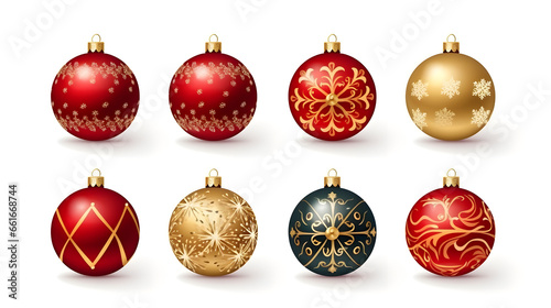 Christmas balls clipart set. Collection of christmas balls, isolated on a white background vector illustration set. Christmas card.