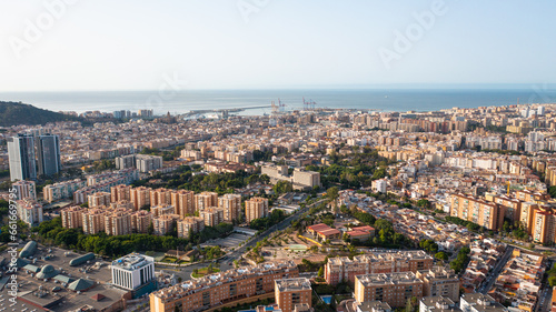 Aerial photo from drone to Malaga city at sunrise. Malaga,Costa del sol, Andalusia,Spain, (Series) © Sandis