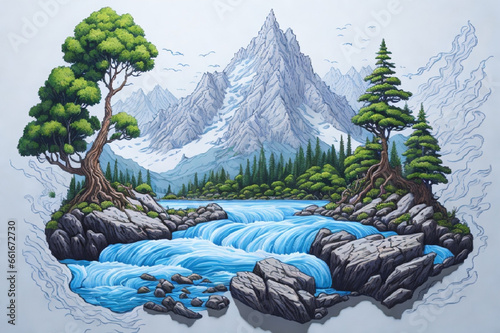 3D natural painting illustrations for decoration