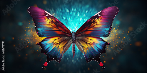 Colorful Butterfly Dreamland Illustration,, Fantasy Garden with Butterflies Generative Ai   © Laiba