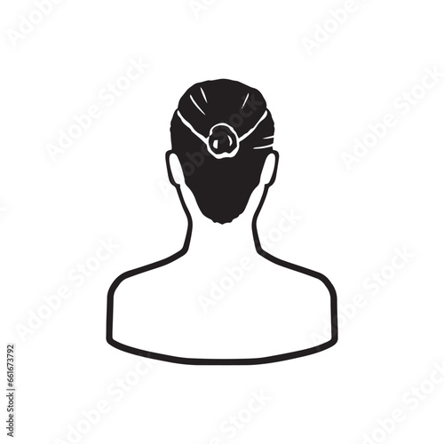 マンバン男性後ろ姿シルエットアイコン　黒