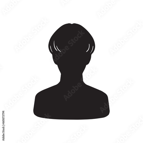 マッシュヘアの男性シルエットアイコン　黒