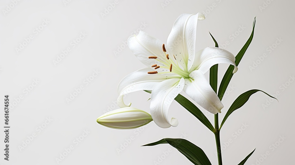 Obraz premium Portrait beautiful lily flower isolated on white background AI Generative