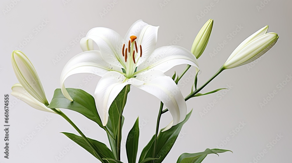 Fototapeta premium Portrait beautiful lily flower isolated on white background AI Generative