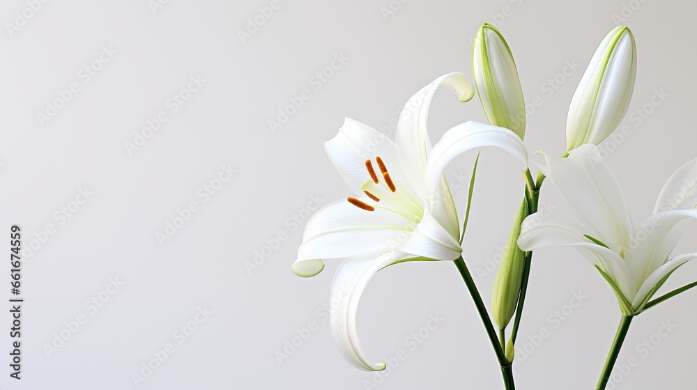 Fototapeta premium Portrait beautiful lily flower isolated on white background AI Generative