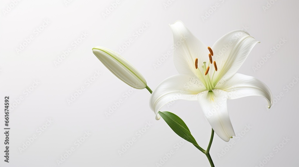 Portrait beautiful lily flower isolated on white background AI Generative
