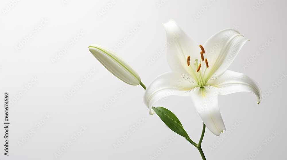 Naklejka premium Portrait beautiful lily flower isolated on white background AI Generative