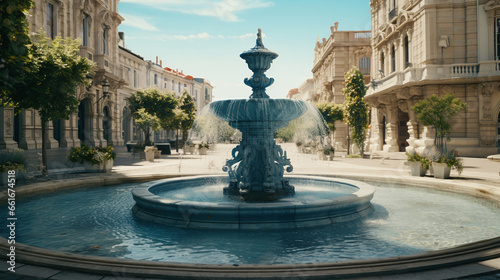 fountain in the center of the city