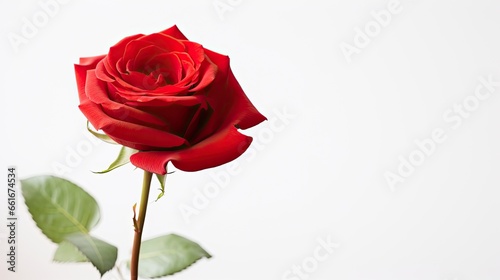 Portrait beautiful red rose flower isolated on white background AI Generative