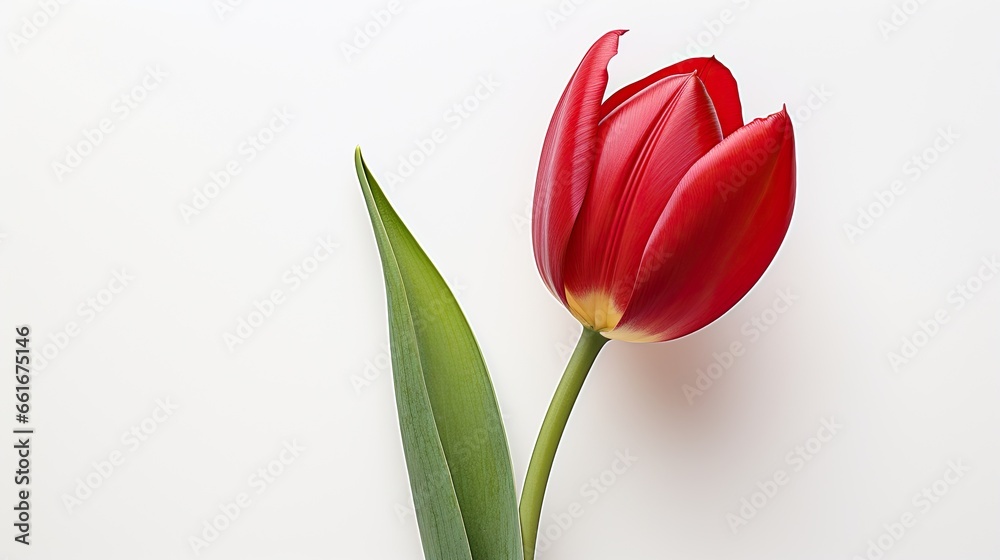 Portrait beautiful red tulip flower isolated on white background AI Generative