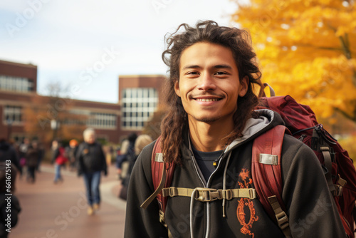 Portrait of American Indian high school student going back to school