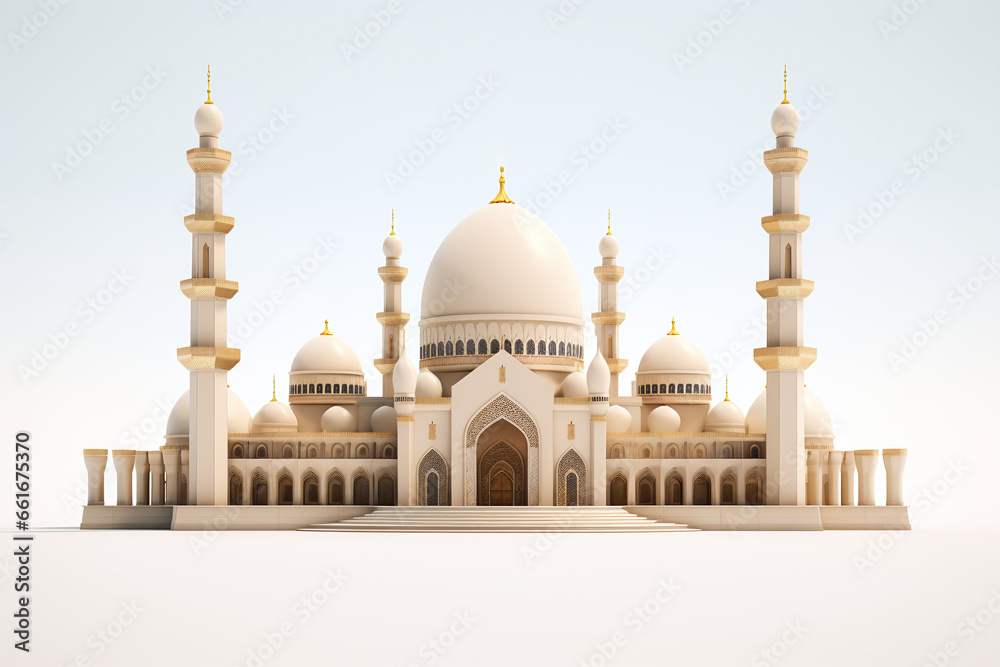Obraz premium bright creamy white mosque on solid white background