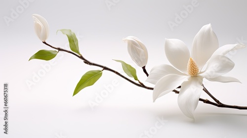 Portrait beautiful white magnolia flower isolated on white background AI Generative #661675318