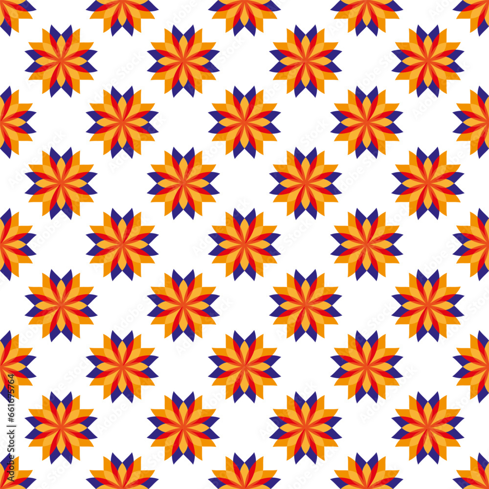 Floral pattern design template with flower motif. nature decorative background in flat style. repeat and seamless vector Floral pattern design template with flower motif. nature decorative background in flat style. repeat and seamless vector