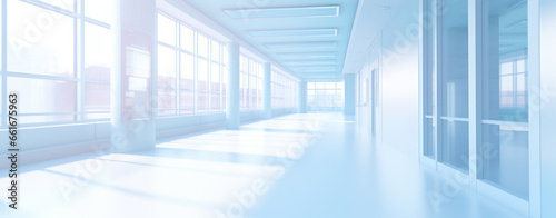 BEAUTIFUL BLURRED BACKGROUND OF LIGHT OFFICE INTERIOR WITH PANORAMIC WINDOWS, HORIZONTAL IMAGE. image created by legal AI