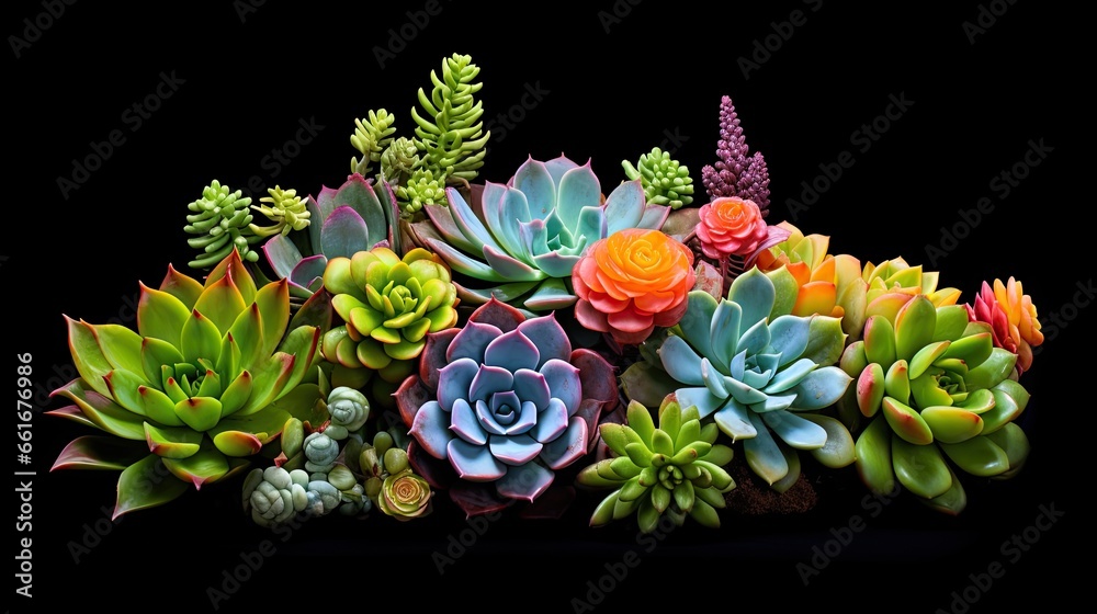 Fototapeta premium Portrait Beautiful mixed succulent flower AI Generative