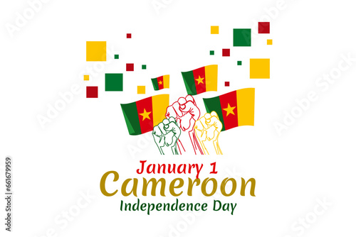 January 1, Independence day of Cameroon vector illustration. Suitable for greeting card, poster and banner.
