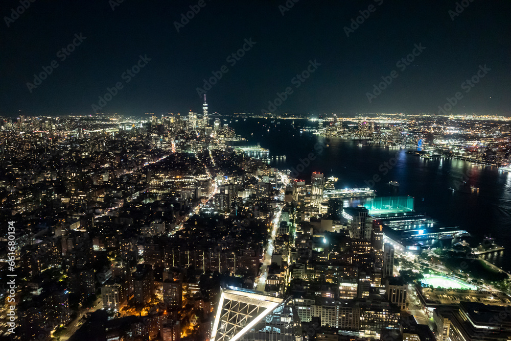 Illuminated buildings at night of NYC
