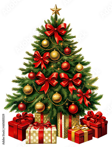 PNG Christmas tree with gift boxes isolated clip art
