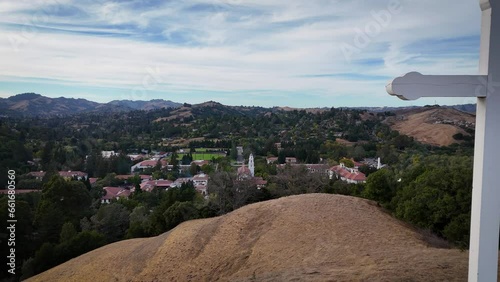 Saint Mary's College of California, Moraga CA - Drone Fly from behind Cross on Hill photo