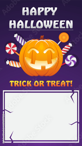 Happy Halloween ghost background copy space for mobile Vector illustration. perfect for banners or poster party invitations mobile with space reserved for text