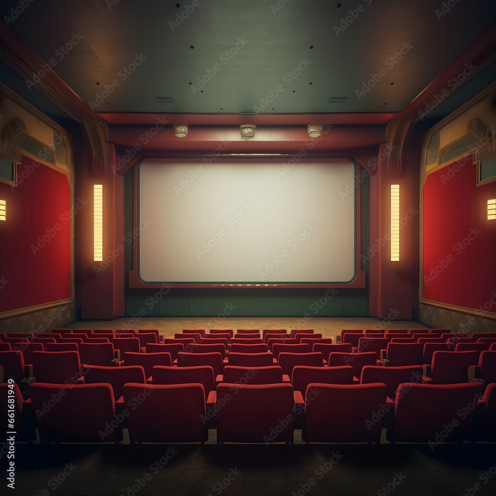 Interior of a classic movie theatre, featuring iconic red velvet seats and a nostalgic atmosphere that harks back to the golden age of cinema.