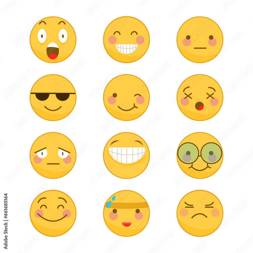 Vector several emoticons in flat style on white Vector several emoticons in flat style on white