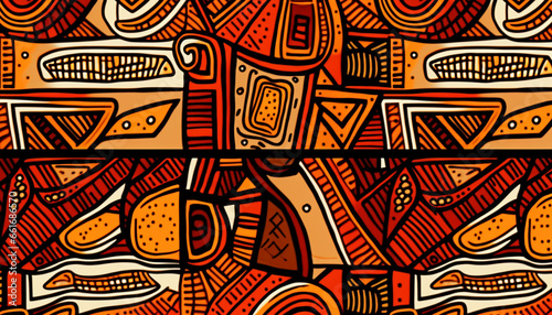Tribal vector ornament. Seamless African pattern. Ethnic carpet with chevrons and triangles. Aztec style. Geometric mosaic with triangles on the tile. Ancient interior. Modern rug.