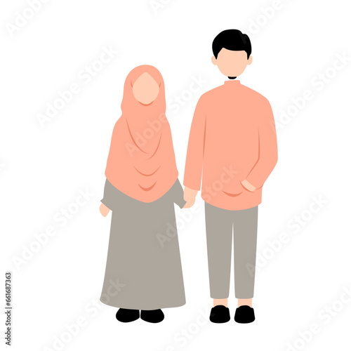Marriage moslem couple  standing vector illustration