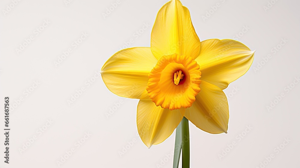 Fototapeta premium Portrait beautiful yellow daffodil flower isolated on white Ai Generative