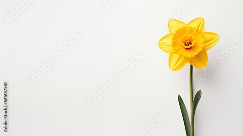 Portrait beautiful yellow daffodil flower isolated on white Ai Generative