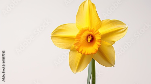 Portrait beautiful yellow daffodil flower isolated on white Ai Generative