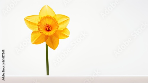 Portrait beautiful yellow daffodil flower isolated on white Ai Generative