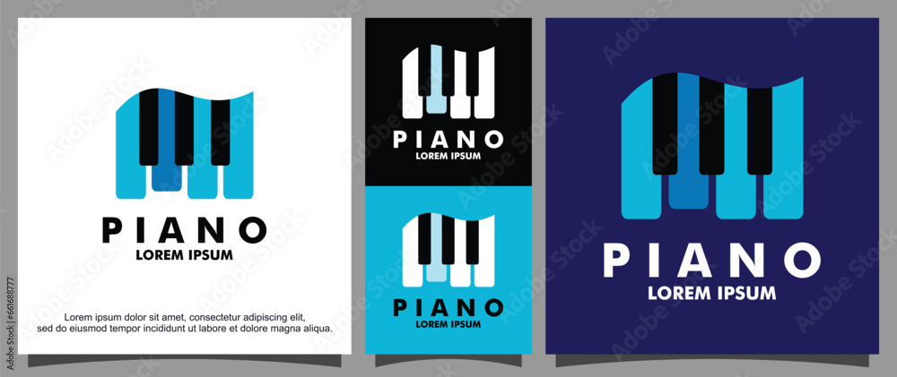 Obraz premium Musical instrument piano logo template 