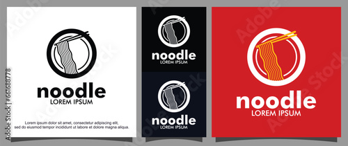 Noodles and fork logo template
