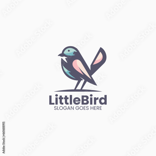 Vector Logo Illustration Little Bird Simple Mascot Style © Ivan_Artnivora